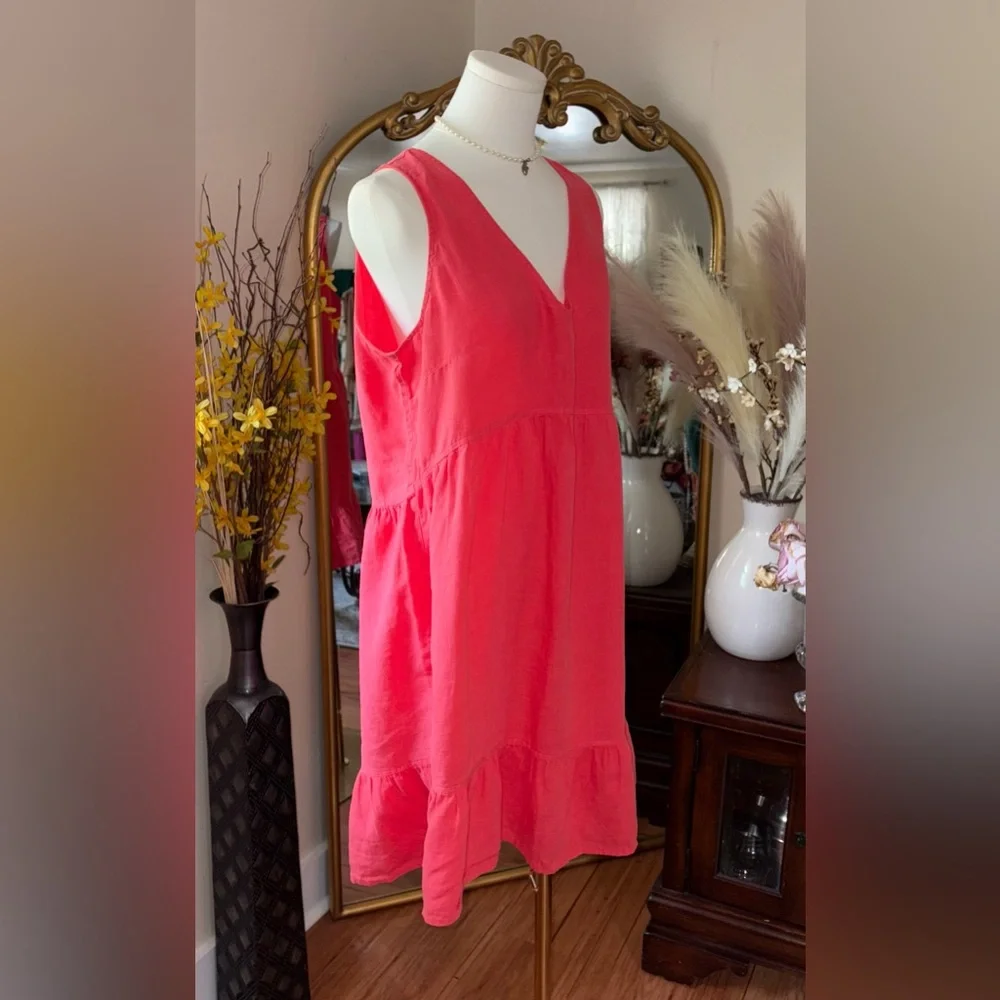 Cynthia Rowley orange Linen dress Large NWOT - Picture 6 of 11